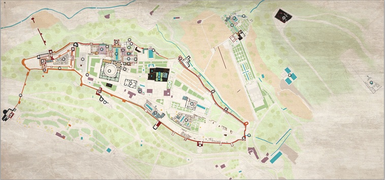 plano de la Alhambra con los puntos de la visita virtual fotográfica